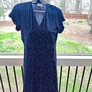 Elegant Navy Polka Dot Dress